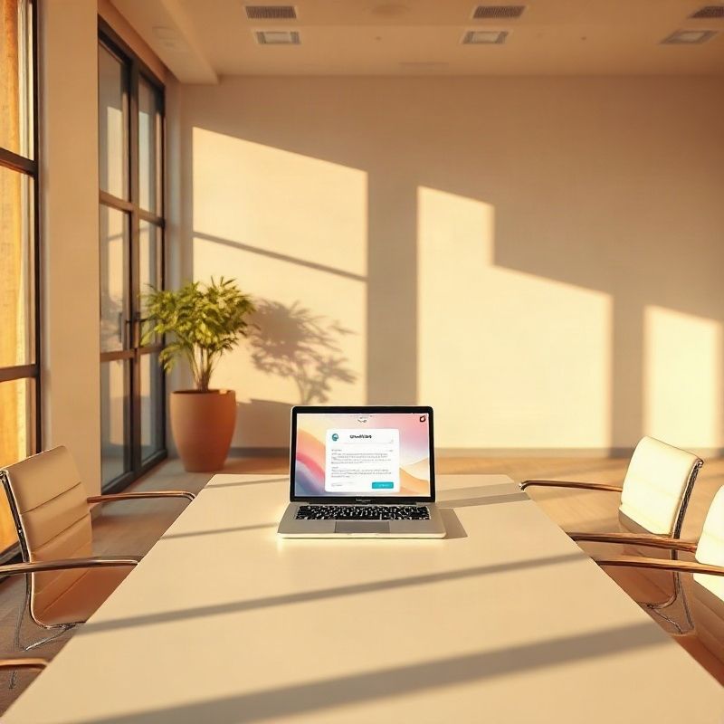 Minimal meeting room in a Kenyan business office with a laptop open to a contact form